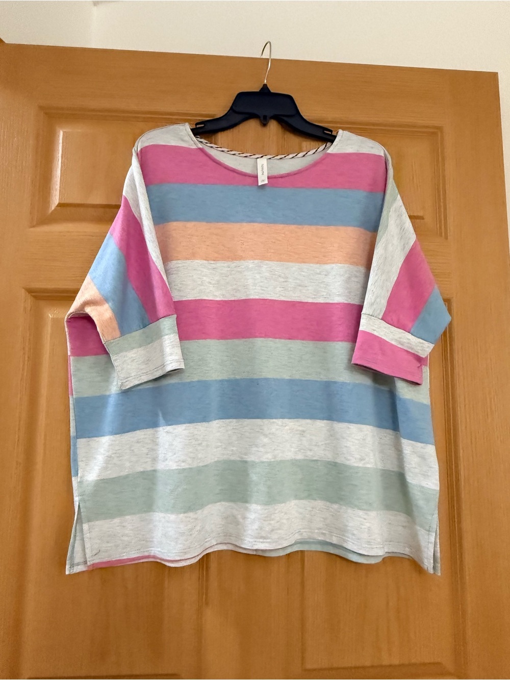 Honeyme Pastel Wide-Stripe Tee in Pink, Blue & Mint